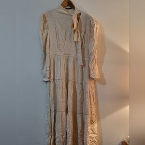 SHEIN Cream Long Sleeve Dress